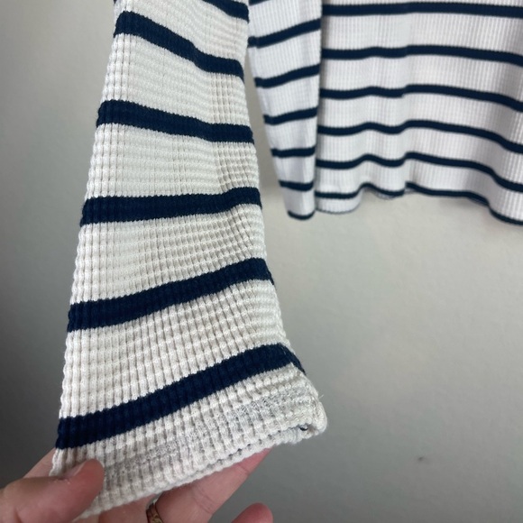 J. Crew Striped Waffle Knit Thermal Henley Long Sleeve Top Size Large - Picture 4 of 8